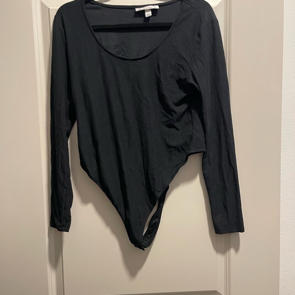 Planet Gold Black Scoop Neck Bodysuit Large